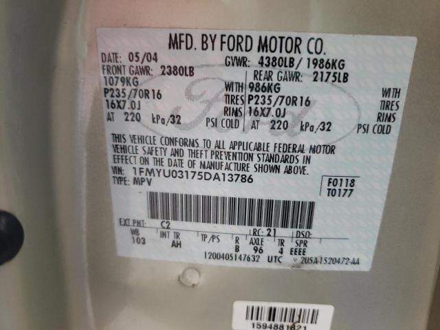 Photo 10 from auction – 2005 FORD ESCAPE XLT with VIN 1FMYU03175DA13786