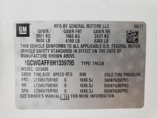 Photo 10 from auction – 2017 CHEVROLET EXPRESS G2 with VIN 1GCWGAFF8H1339795