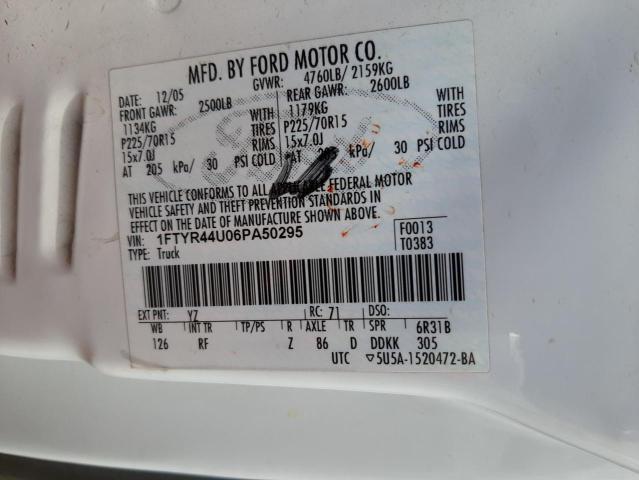 Photo 10 from auction – 2006 FORD RANGER SUP with VIN 1FTYR44U06PA50295