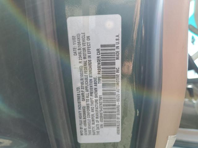 Photo 10 from auction – 2003 SUBARU LEGACY WAG with VIN 4S3BH675437627561