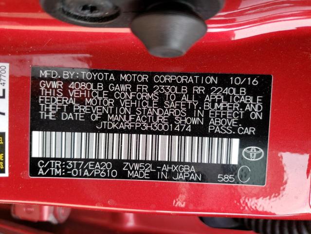 Photo 10 from auction – 2017 TOYOTA PRIUS PRIM with VIN JTDKARFP3H3001474
