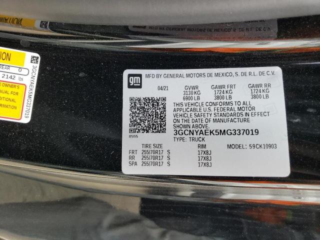 Photo 10 from auction – 2021 CHEVROLET SILVERADO with VIN 3GCNYAEK5MG337019