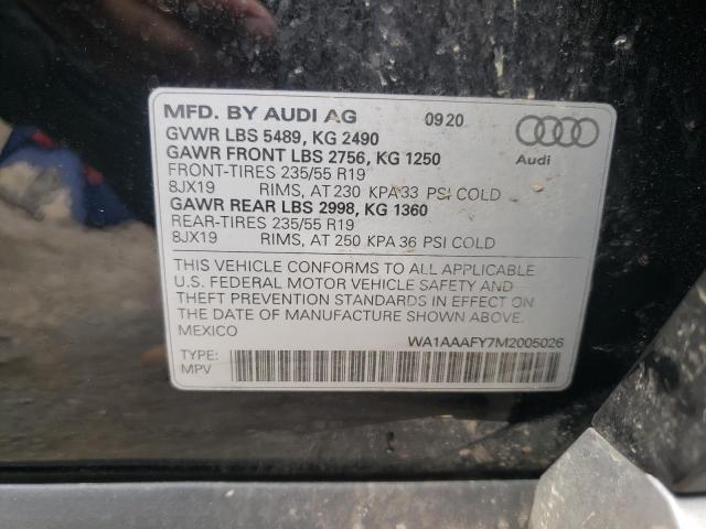 Photo 10 from auction – 2021 AUDI Q5 PREMIUM with VIN WA1AAAFY7M2005026