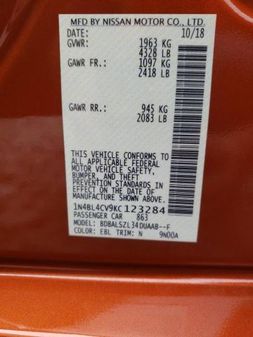 Photo 10 from auction – 2019 NISSAN ALTIMA SR with VIN 1N4BL4CV9KC123284