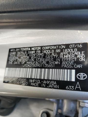 Photo 10 from auction – 2016 TOYOTA PRIUS C with VIN JTDKDTB39G1135651