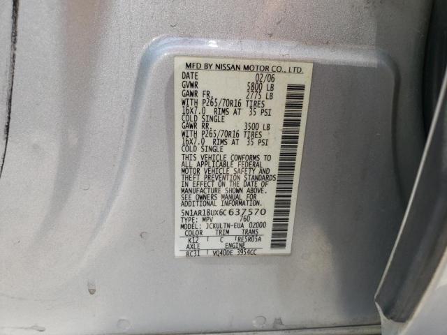 Photo 10 from auction – 2006 NISSAN PATHFINDER with VIN 5N1AR18UX6C637570