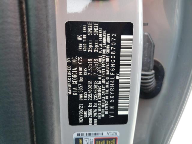 Photo 10 from auction – 2022 KIA SORENTO EX with VIN 5XYRH4LF6NG087072