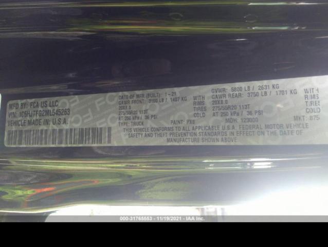 Photo 10 from auction – 2021 JEEP GLADIATOR with VIN 1C6HJTFG2ML545263