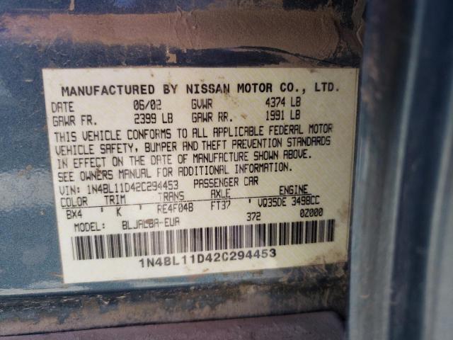 Photo 10 from auction – 2002 NISSAN ALTIMA SE with VIN 1N4BL11D42C294453