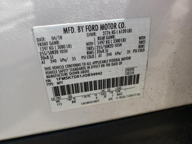 Photo 10 from auction – 2018 FORD EXPLORER X with VIN 1FM5K7D81JGB54942