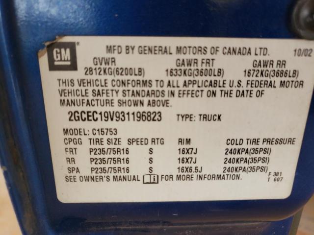 Photo 10 from auction – 2003 CHEVROLET SILVERADO with VIN 2GCEC19V931196823