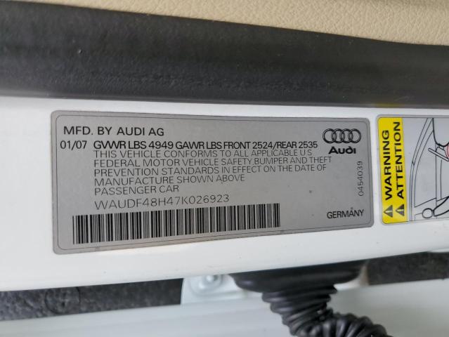 Photo 10 from auction – 2007 AUDI A4 2.0T CA with VIN WAUDF48H47K026923