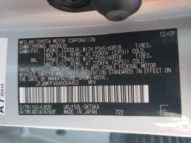 Photo 10 from auction – 2010 LEXUS GX 460 with VIN JTJBM7FX6A5004453