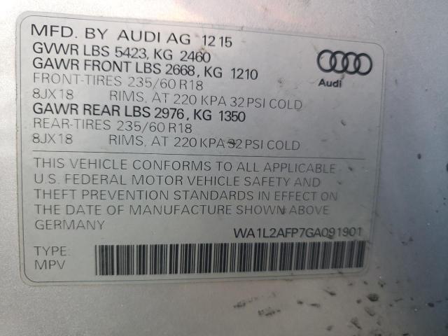 Photo 10 from auction – 2016 AUDI Q5 PREMIUM with VIN WA1L2AFP7GA091901