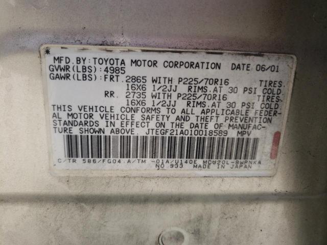 Photo 10 from auction – 2001 TOYOTA HIGHLANDER with VIN JTEGF21A010018589