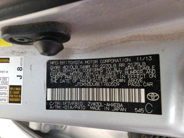Photo 10 from auction – 2014 TOYOTA PRIUS with VIN JTDKN3DU8E1760509