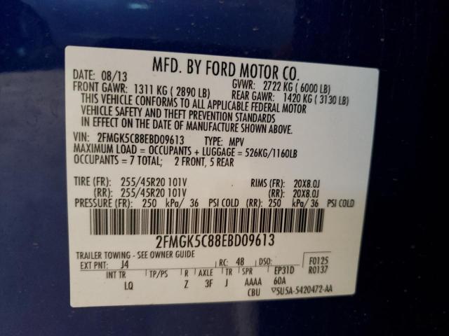 Photo 10 from auction – 2014 FORD FLEX SEL with VIN 2FMGK5C88EBD09613