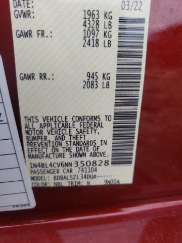 Photo 10 from auction – 2022 NISSAN ALTIMA SR with VIN 1N4BL4CV6NN350828