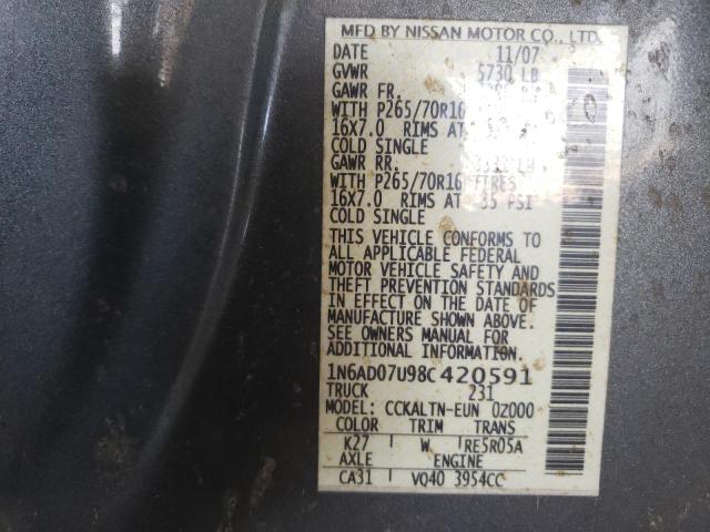Photo 10 from auction – 2008 NISSAN FRONTIER C with VIN 1N6AD07U98C420591