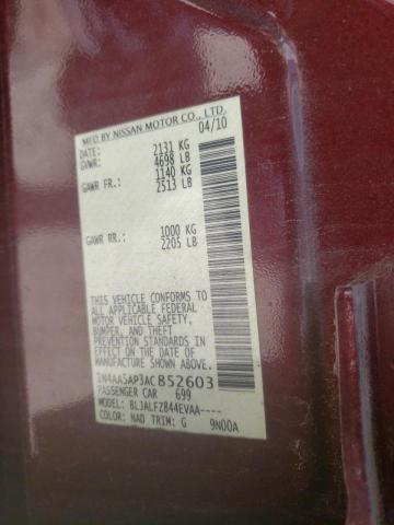 Photo 10 from auction – 2010 NISSAN MAXIMA S with VIN 1N4AA5AP3AC852603
