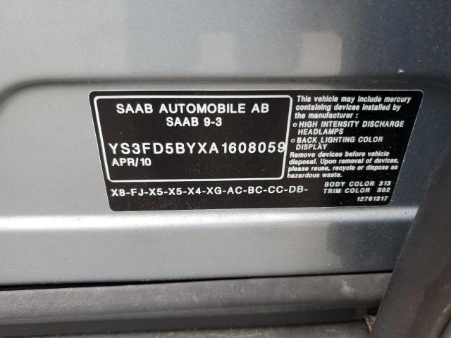 Photo 10 from auction – 2010 SAAB 9-3 2.0T with VIN YS3FD5BYXA1608059