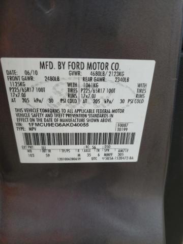 Photo 10 from auction – 2010 FORD ESCAPE LIM with VIN 1FMCU9EG6AKD40055