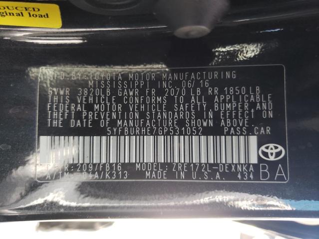 Photo 10 from auction – 2016 TOYOTA COROLLA L with VIN 5YFBURHE7GP531052