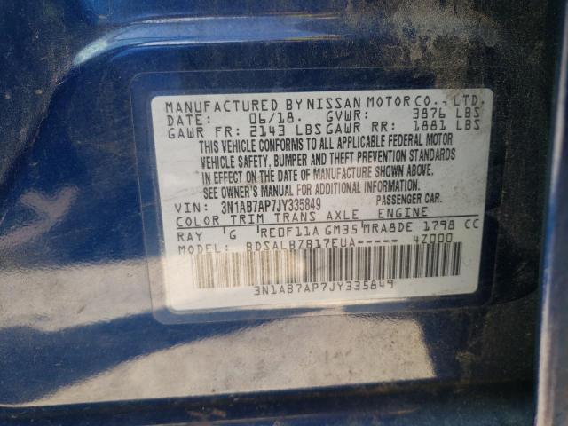 Photo 10 from auction – 2018 NISSAN SENTRA S with VIN 3N1AB7AP7JY335849
