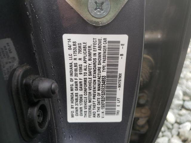 Photo 10 from auction – 2014 HONDA CIVIC LX with VIN 19XFB2F52EE234853