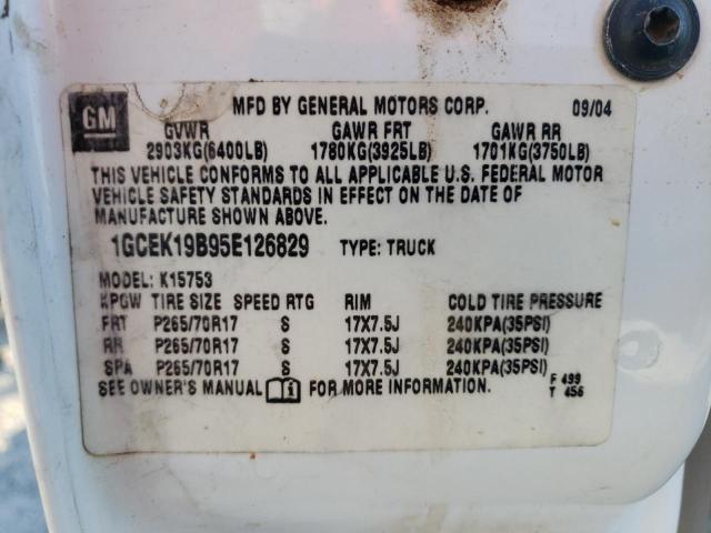Photo 10 from auction – 2005 CHEVROLET SILVERADO with VIN 1GCEK19B95E126829