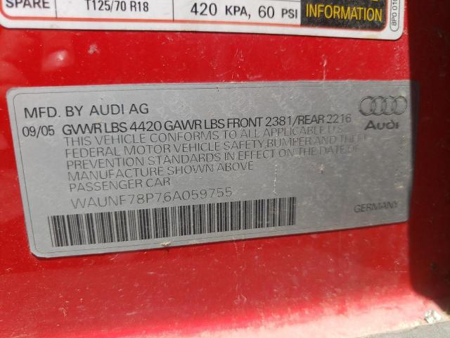 Photo 10 from auction – 2006 AUDI A3 2.0 PRE with VIN WAUNF78P76A059755