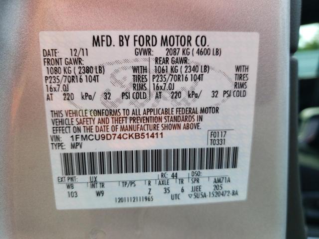 Photo 10 from auction – 2012 FORD ESCAPE XLT with VIN 1FMCU9D74CKB51411