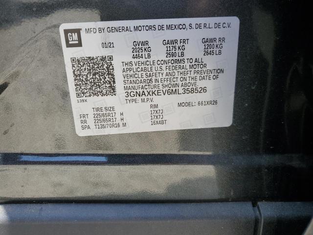 Photo 10 from auction – 2021 CHEVROLET EQUINOX LT with VIN 3GNAXKEV6ML358526