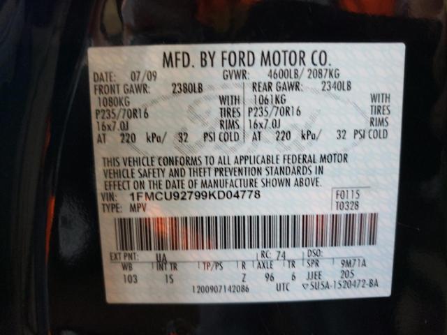 Photo 10 from auction – 2009 FORD ESCAPE XLS with VIN 1FMCU92799KD04778