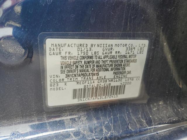 Photo 10 from auction – 2013 NISSAN VERSA S with VIN 3N1CN7AP6DL870415