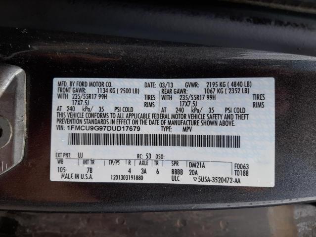 Photo 10 from auction – 2013 FORD ESCAPE SE with VIN 1FMCU9G97DUD17679