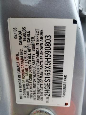 Photo 10 from auction – 2005 HONDA CIVIC DX V with VIN 2HGES163X5H590803