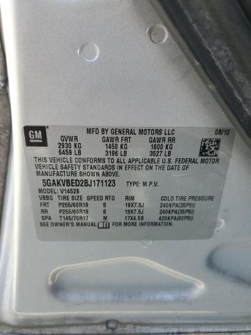 Photo 10 from auction – 2011 BUICK ENCLAVE CX with VIN 5GAKVBED2BJ171123