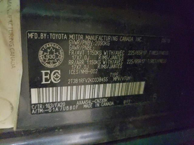 Photo 10 from auction – 2019 TOYOTA RAV4 LE with VIN 2T3B1RFV2KC038455
