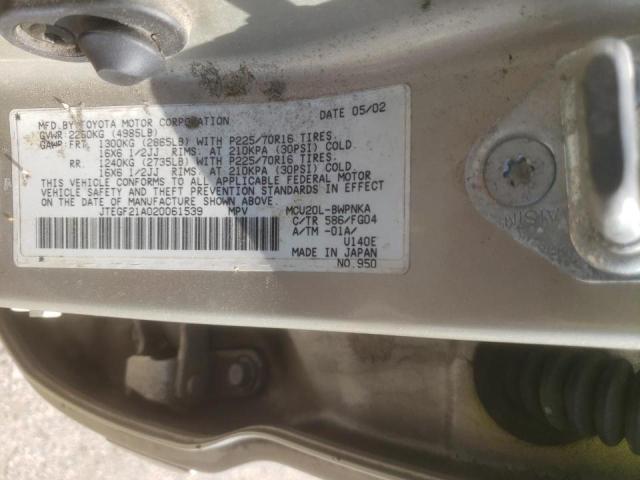 Photo 10 from auction – 2002 TOYOTA HIGHLANDER with VIN JTEGF21A020061539