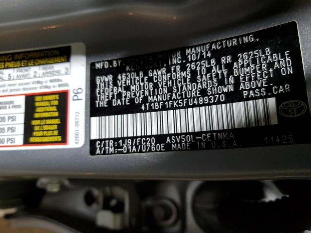 Photo 10 from auction – 2015 TOYOTA CAMRY LE with VIN 4T1BF1FK5FU489370