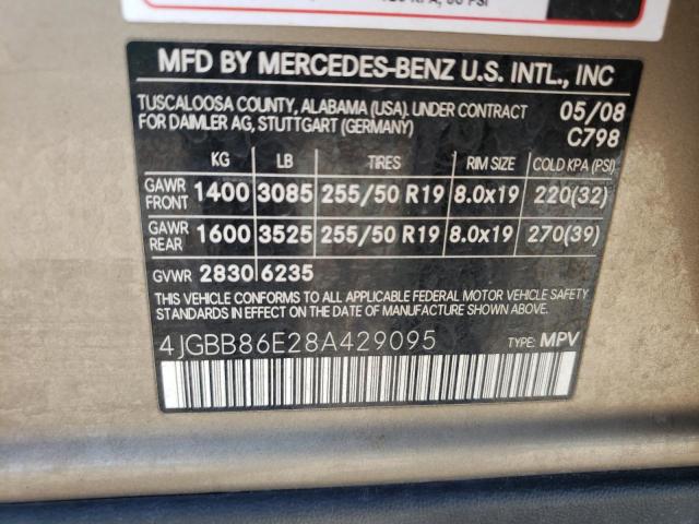 Photo 10 from auction – 2008 MERCEDES-BENZ ML 350 with VIN 4JGBB86E28A429095