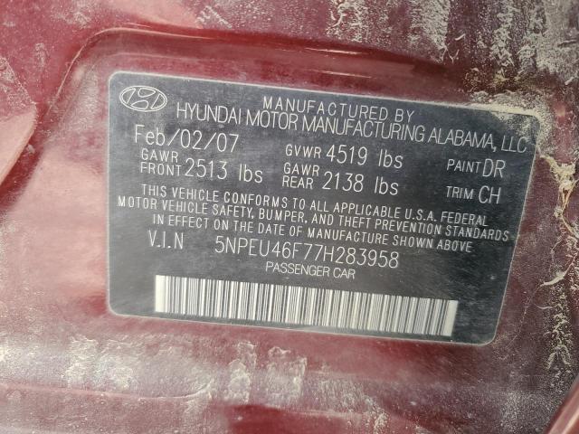Photo 10 from auction – 2007 HYUNDAI SONATA SE with VIN 5NPEU46F77H283958