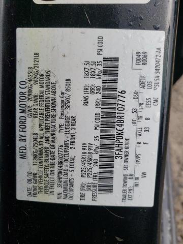 Photo 10 from auction – 2011 FORD FUSION SPO with VIN 3FAHP0KC4BR107776