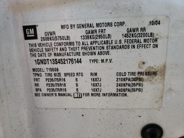 Photo 10 from auction – 2005 CHEVROLET TRAILBLAZE with VIN 1GNDT13S452176144