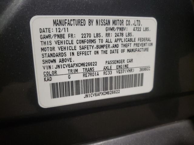 Photo 10 from auction – 2012 INFINITI G37 BASE with VIN JN1CV6APXCM626622