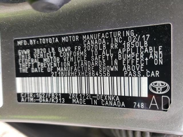 Photo 10 from auction – 2017 TOYOTA COROLLA L with VIN 2T1BURHEXHC864556