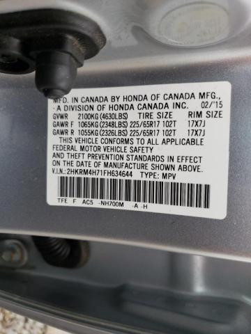 Photo 10 from auction – 2015 HONDA CR-V EXL with VIN 2HKRM4H71FH634644