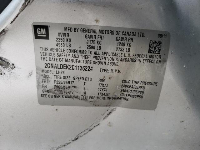 Photo 10 from auction – 2012 CHEVROLET EQUINOX LT with VIN 2GNALDEK2C1136224