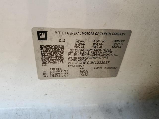 Photo 10 from auction – 2019 CHEVROLET SILVERADO with VIN 2GC2CREG3K1233937